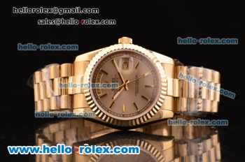 Rolex Day-Date Asia 2813 Automatic Gold Case/Strap with Gold Stick Markers