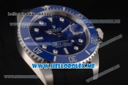 Rolex Submariner Swiss ETA 2836 Automatic Steel Case with Blue Rubber and Blue Dial Strap Dot Markers