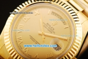 Rolex Day Date II Rolex 3156 Automatic Movement Full Gold with Golden Dial and Roman Numeral Markers