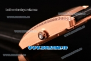 Cariter Tank MC Swiss ETA 2824 Automatic Rose Gold Case with White Dial Black Leather Strap and Roman Numeral Markers