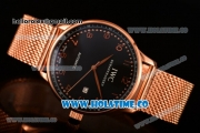 IWC Portugieser Asia 2813 Automatic Full Rose Gold with Black Dial and Rose Gold Arabic Numeral Markers