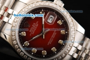 Rolex Datejust Oyster Perpetual Automatic with Diamond Bezel and Diamond Marking,Black&Red Dial