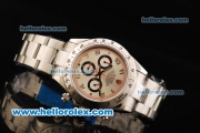 Rolex Daytona Chronograph Miyota Quartz Movement Full Steel with White Dial