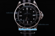 Rolex Submariner Automatic Movement Silver Case with Black Dial and Bezel-White Marking and Nylon Strap Vintage Edition