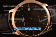 Girard Perregaux 1966 9015 Auto Rose Gold Case with Black Dial and Black Leather Strap