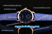 Vacheron Constantin Malte Miyota Quartz Rose Gold Case with Blue Leather Bracelet Blue Dial and Diamond Markers