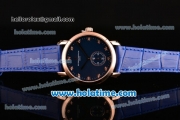 Vacheron Constantin Malte Miyota Quartz Rose Gold Case with Blue Leather Bracelet Blue Dial and Diamond Markers