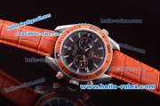 Omega Seamaster Chronograph Miyota Quartz Steel Case with Orange Bezel and Orange Strap-7750 Coating