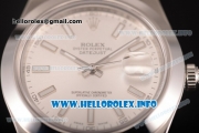 Rolex Datejust II Swiss ETA 2836 Automatic Full Steel with White Dial and Luminous Stick Markers (BP)