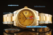 Rolex Datejust II Swiss ETA 2836 Automatic Full Steel with Yellow Gold Bezel and Gold Dial-Diamond Markers/Two Tone Strap