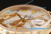 Rolex Datejust Asia 2813 Automatic Full Steel with Yellow Gold/Diamond Bezel and White MOP Dial-SS Strap