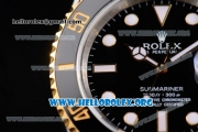 Rolex Submariner Clone Rolex 3135 Automatic Two Tone Case/Bracelet with Black Dial and Dot Markers - 1:1 Original