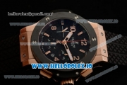 Hublot Big Bang Chrono Swiss Valjoux 7750 Automatic Rose Gold/PVD Case Black Dial With Stick/Arabic Numeral Markers Black Rubber Strap