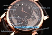 A.Lange&Sohne Grand Lange 1 “Lumen” Asia Automatic Rose Gold Case with Black Leather Bracelet and Black Dial