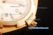 Vacheron Constantin Overseas Swiss ETA 2836 Automatic Movement Gold Case with Stick Markers and Brown Leather Strap