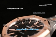 Audemars Piguet Royal Oak Swiss ETA 2824 Automatic Two Tone Case with Stick Markers and Black Grid Dial - 1:1 Original