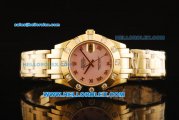 Rolex Datejust Automatic Movement Full Gold with Pink Dial and Roman Numerals-ETA Coating Case