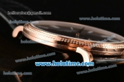 Patek Philippe Calatrava Miyota Quartz Rose Gold Case with Roman Numeral Markers and Black Dial