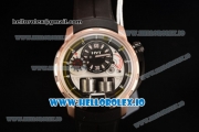 HYT H1 Clone HTY Cal.101 Manual Winding Rose Gold Case with White Dial Arabic Numeral Markers and Rubber Strap