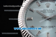 Rolex Day-Date Swiss ETA 2836 Automatic Stainless Steel Case/Bracelet with Blue Dial and Stick Markers (BP)