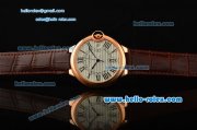 Cartier Ballon Bleu De Swiss ETA 2836 Automatic Rose Gold Case/Bezel with Brown Leather Strap White Dial Roman Markers Cartier Ballon Bleu De Swiss ETA 2836 Automatic Rose Gold Case/Bezel with Brown Leather Strap White Dial Roman Markers