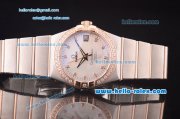 Omega Constellation Co-Axial Asia 2813 Automatic Two Tone Case with Diamond Bezel/Markers and White MOP Dial
