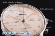 IWC Portuguese Chrono Swiss Valjoux 7750-SHG Automatic Stainless Steel Case with Brown Leather Strap Numeral Markers and White Dial