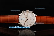 IWC Portuguese Chronograph Quartz Movement Steel Case with White Dial and Rose Gold Arabic Numeral Markers IWC Portuguese Chronograph Quartz Movement Steel Case with White Dial and Rose Gold Arabic Numeral Markers