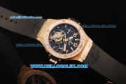 Hublot Big Bang Swiss Tourbillon Manual Winding Movement Rose Gold Case with Black Dial and Diamond Bezel