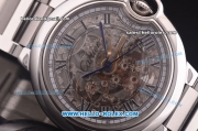 Cartier Ballon Bleu De Automatic Full Steel with Skeleton Dial and Black Roman Markers