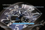 Franck Muller Mariner Chronograph Quartz Movement PVD Case with Black Dial and White Numeral Marker-Black Leather Strap