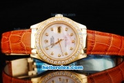 Rolex Datejust Oyster Perpetual Automatic Movement Yellow Gold Case with White Dial and Diamond Hour Marker-Diamond Bezel
