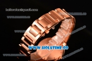 Cartier Rotonde De Miyota Quartz Rose Gold Case/Bracelet with Diamonds Bezel White Dial and Black Roman Numeral Markers