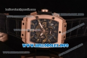 Hublot MP-06 Senna Champion 88 Chrono Miyota Quartz Rose Gold Case with Skeleton Dial and Black Leather Strap