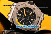 Audemars Piguet Royal Oak Offshore Diver Asia Automatic Steel Case with Black Dial Yellow Rubber Strap and White Stick Markers (EF)