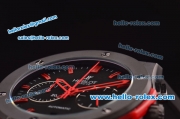 Hublot Classic Fusion Chronograph Miyota Quartz PVD Case with Red Markers and Red Leather Strap