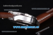 Breitling Avenger II GMT Swiss ETA 2824 Automatic Steel Case with White Dial Stick Markers and Brown Leather Strap