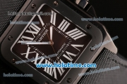 Cartier Santos 100 Swiss ETA 2824 Automatic Movement PVD Case with Black Dial and Black Strap