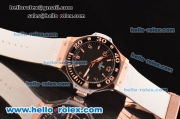 Hublot Big Bang King Swiss Valjoux 7750-DD Automatic Rose Gold Case with Black Bezel and Black Dial - White Rubber Strap