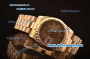 Rolex Datejust Swiss ETA 2836 Automatic Gold Case/Strap with Gold Dial and Roman Numeral Hour Markers