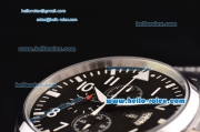 IWC Big Pilot Chronograph Miyota OS20 Quartz Steel Case with Black Dial and White Numeral Markers