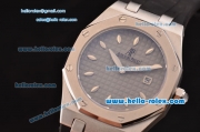 Audemars Piguet Royal Oak Lady Miyota OS2035 Quartz Steel Case with Black Rubber Strap Gold Markers and Grey Grid Dial