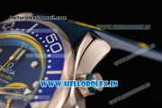 Omega Seamaster Diver 300M Chrono Miyota OS20 Quartz Steel Case with Blue Dial and Yellow Inner Bezel