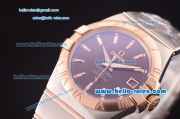 Omega Constellation Co-Axial Asia 2813 Automatic Steel Case with Rose Gold Bezel and Brown Dial-Stick Markers