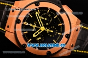 Hublot King Power Chrono Swiss Valjoux 7750 Automatic Rose Gold Case with Black Dial and Yellow Stick Markers