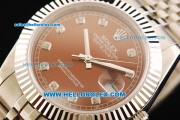 Rolex Datejust II Oyster Perpetual Automatic Movement Steel Case and Strap with Brown Dial and Diamond Markers