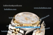 Rolex Datejust Oyster Perpetual Automatic Gold Bezel with White Dial and Diamond Marking-Small Calendar