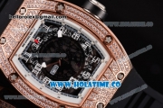 Richard Mille RM010 Miyota 9015 Automatic Rose Gold/Diamonds Case with Skeleton Dial and White Inner Bezel