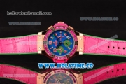 Hublot Big Bang Tutti Frutti 38MM Chrono Miyota OS20 Quartz Rose Gold Case with Blue Dial Stick/Numeral Markers and Pink Diamonds Bezel