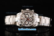 Rolex Daytona Swiss ETA 7750 Automatic Movement Full Steel with Numeral Markers and White Dial